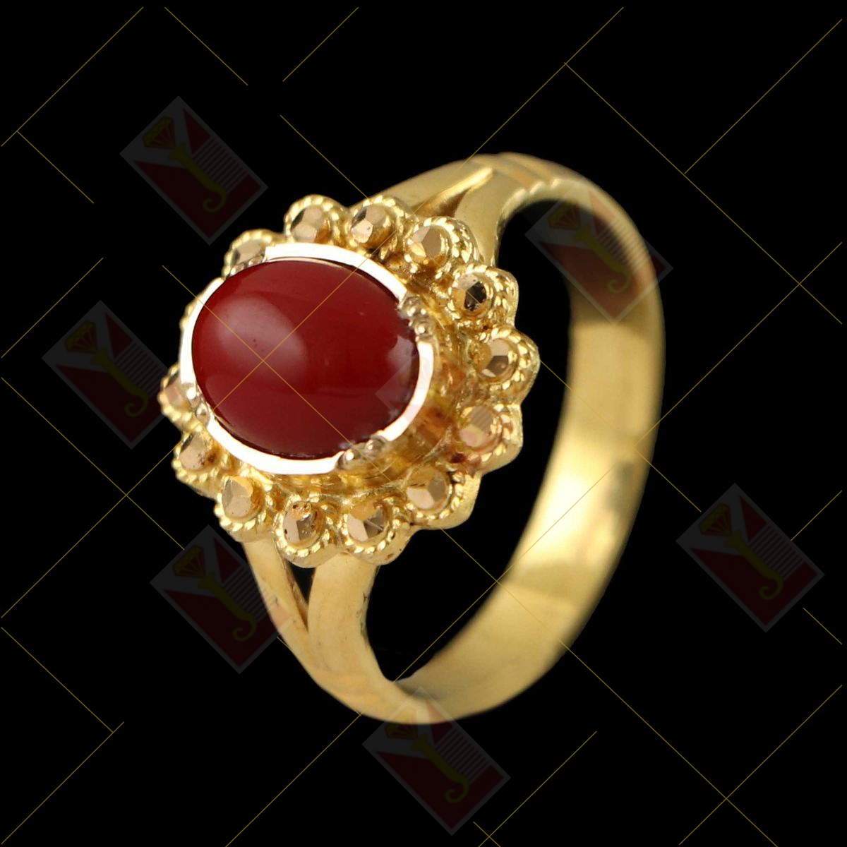Red Coral Ring Coral Stone Ring, Coral Ring, Gold Ring, 44% OFF