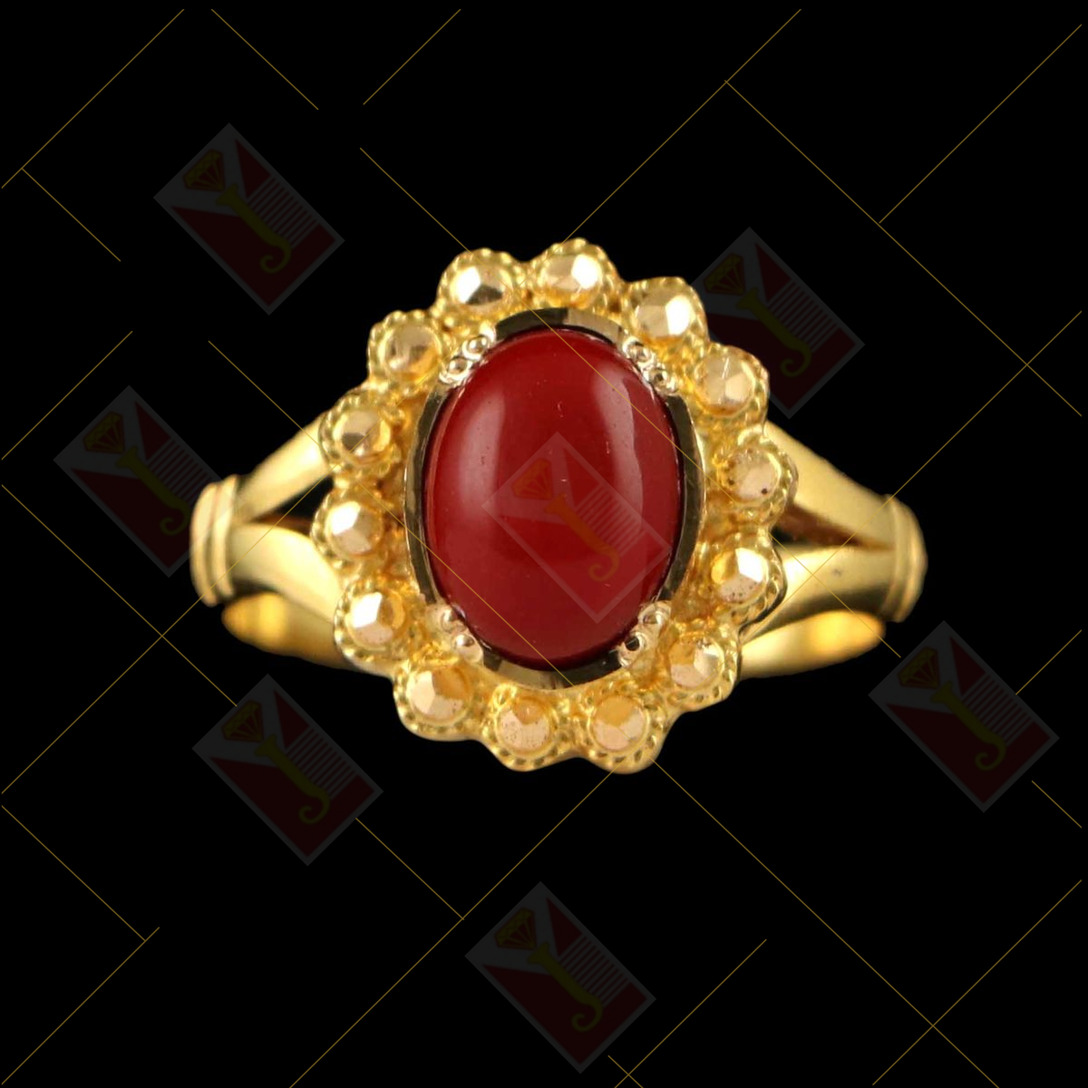 coral gold rings design with weight | coral birth stones in gold rings |pagadam  rings designs 916kdm - YouTube