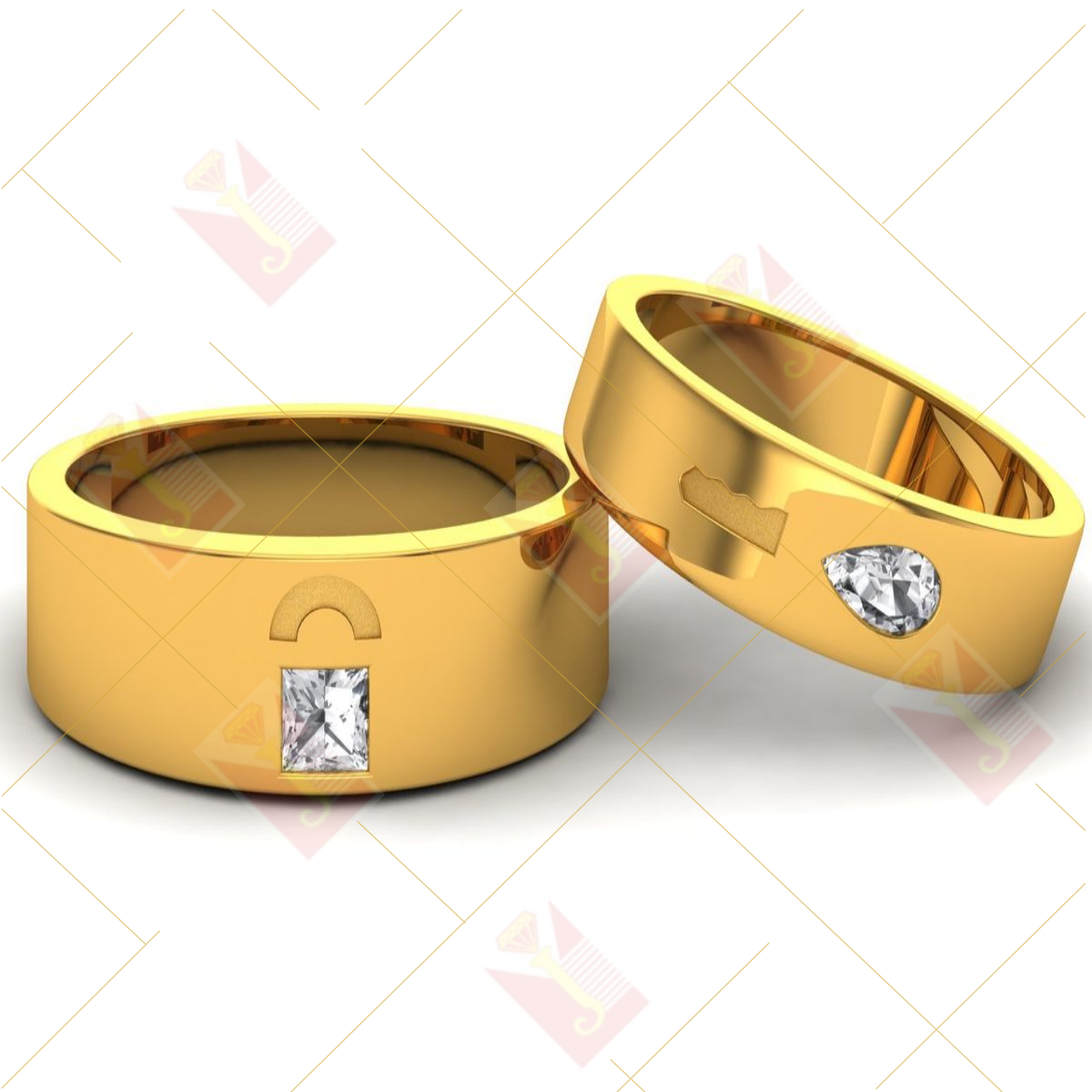 Buy 18k Gold Plated Silver Zircon Classic Couple Rings Online | March  Jewellery - March Jewellery by FableStreet